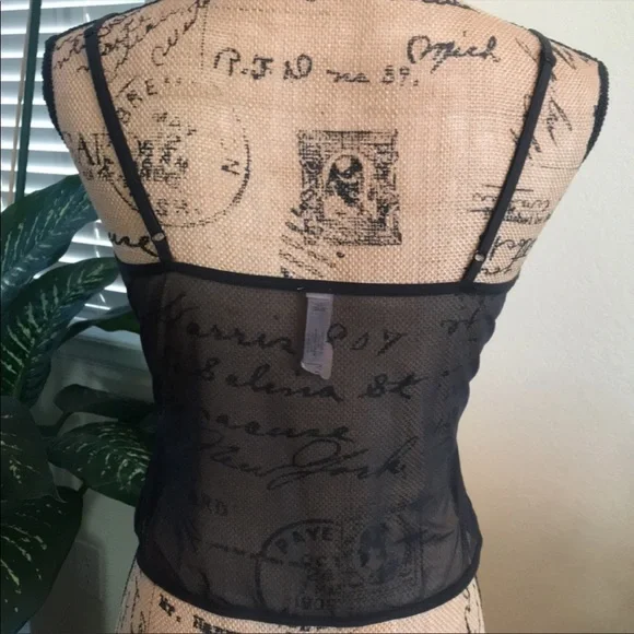 NWT Victoria Secret Gold Sequins with Black Mesh Overlay Top. - Picture 2 of 7